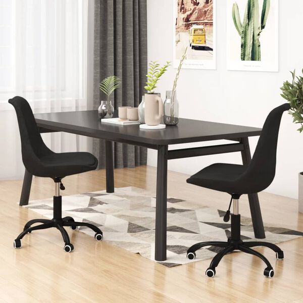 vidaXL Chaises pivotantes &agrave; manger lot de 2 Noir Tissu