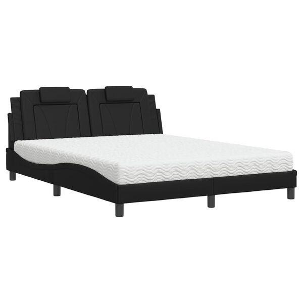 vidaXL Lit Viana avec matelas noir 160x200 cm similicuir