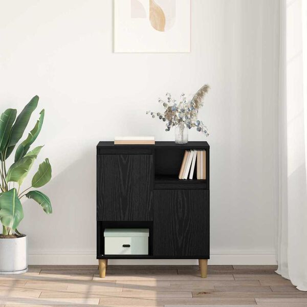 vidaXL Buffet Ch&ecirc;ne noir 35 x 60 x 70 cm Bois d'ing&eacute;nierie