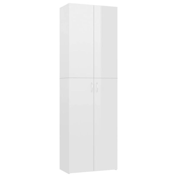 vidaXL Armoire de bureau Blanc brillant 60x32x190 cm Bois d'ingénierie