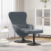 vidaXL Chaise &OElig;uf avec Pouf Gris fonc&eacute; 63 x 73 x 90 cm Velours