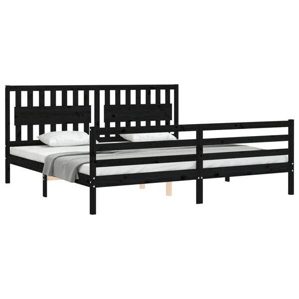 vidaXL Cadre de lit sans matelas noir 200x200 cm bois massif