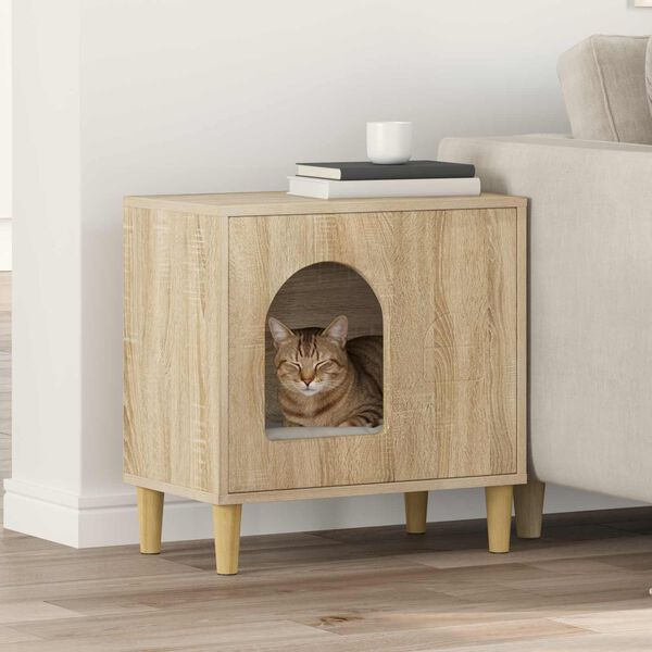 vidaXL Maison pour chat Sonoma 51 x 30 x 52 cm Bois d'ing&eacute;nierie