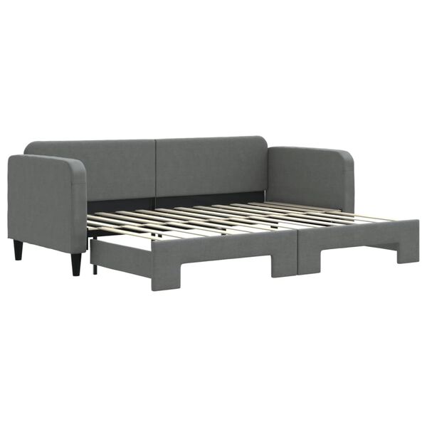 vidaXL Lit de jour avec gigogne sans matelas gris foncé 80x200 cm