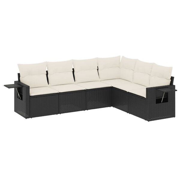 vidaXL Salon de jardin 6 pcs avec coussins noir r&eacute;sine tress&eacute;e