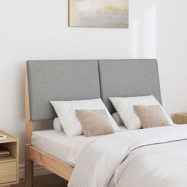 vidaXL T&ecirc;te de lit capitonn&eacute;e Gris clair 120 cm Pin massif
