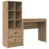 vidaXL Bureau avec tiroir avec &eacute;tag&egrave;re 2 pcs Ch&ecirc;ne artisanal