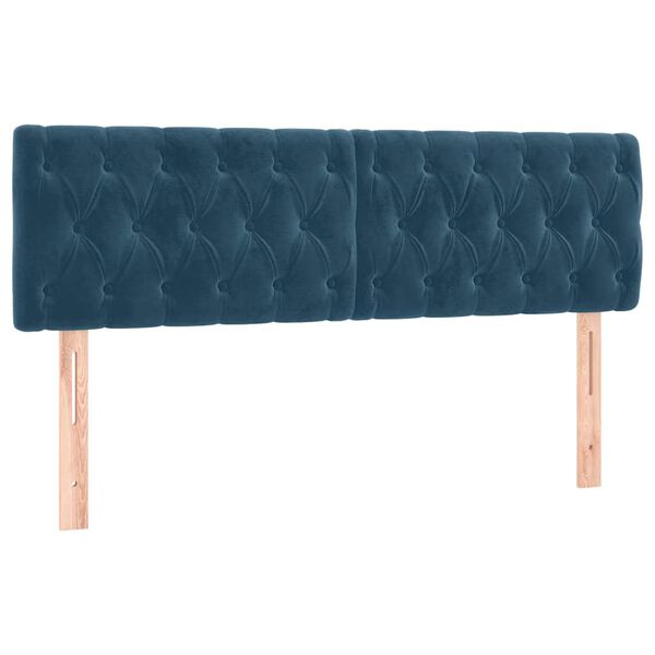 vidaXL T&ecirc;tes de lit Bleu fonc&eacute; 160 x 7 x 78/88 cm Velours