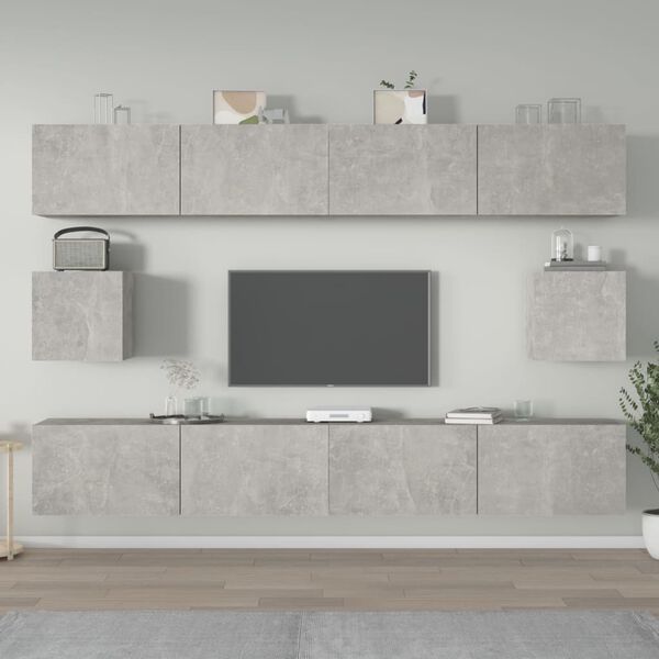 vidaXL Ensemble de meubles TV 6 pcs Gris béton Bois d'ingénierie