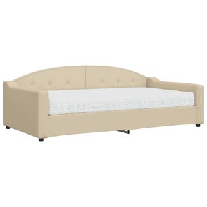 vidaXL Lit de jour avec matelas cr&egrave;me 100x200 cm tissu