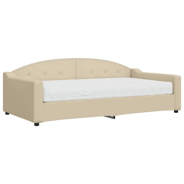 vidaXL Lit de jour avec matelas cr&egrave;me 100x200 cm tissu