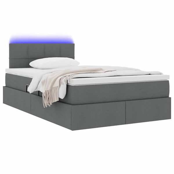 vidaXL Lit avec rangement et LED Gris foncé 120 x 190 cm Polyester