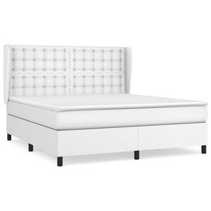vidaXL Sommier &agrave; lattes de lit avec matelas Blanc 160x200cm Similicuir