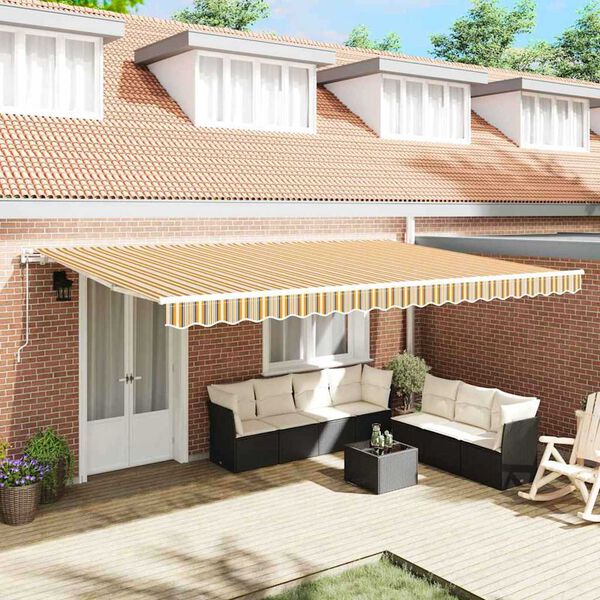 vidaXL Auvent r&eacute;tractable &eacute;lectrique Multicolore 500 &times; 350 cm