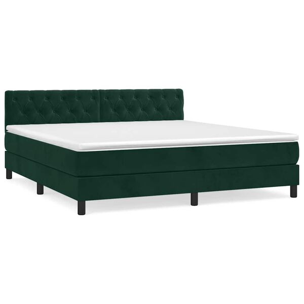vidaXL Sommier &agrave; lattes de lit et matelas Vert fonc&eacute; 160x200cm Velours