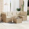 vidaXL Salon de jardin avec coussins 7 pcs beige r&eacute;sine tress&eacute;e