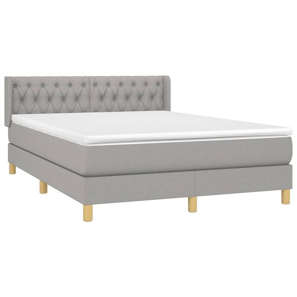 vidaXL Sommier &agrave; lattes de lit avec matelas Gris clair 140x200cm Tissu