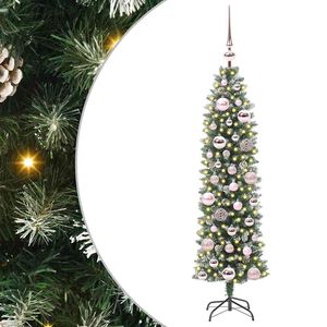 vidaXL Arbre de No&euml;l artificiel slim avec 150 LED Vert et blanc 120 cm