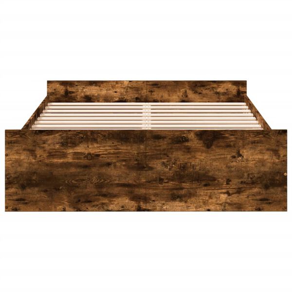 vidaXL Cadre de lit avec tiroirs sans matelas chêne fumé 135x190 cm
