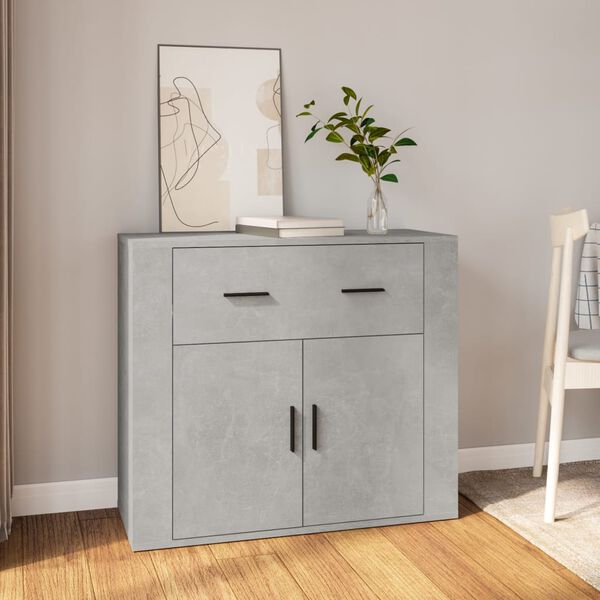 vidaXL Buffet Gris b&eacute;ton 80x33x70 cm Bois d'ing&eacute;nierie