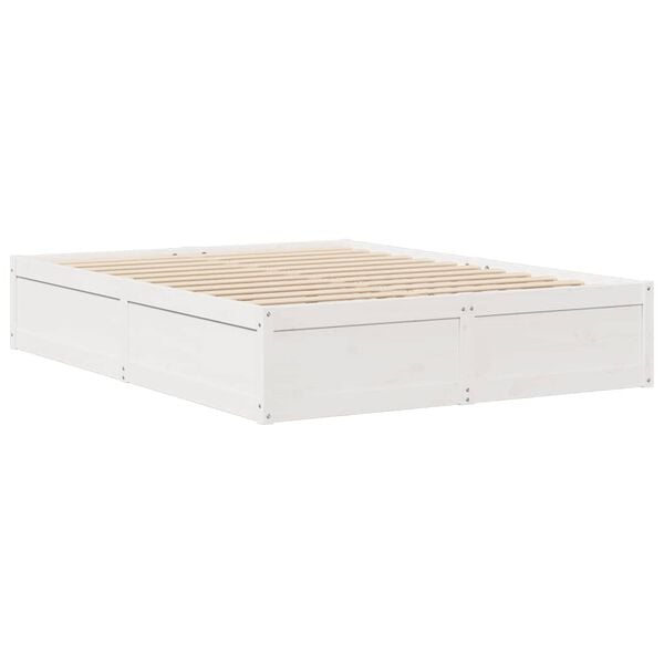 vidaXL Cadre de lit sans matelas blanc 140x190 cm bois de pin massif