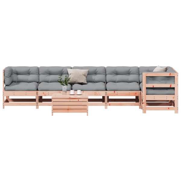 vidaXL Salon de jardin 7 pcs avec coussins bois massif douglas