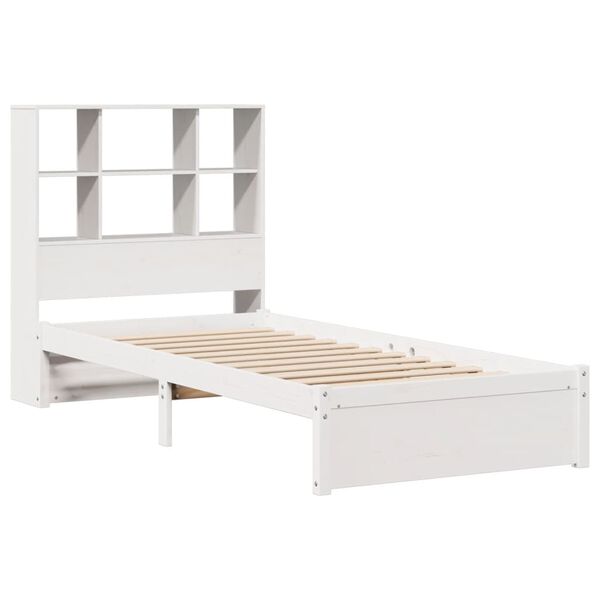 vidaXL Lit biblioth&egrave;que sans matelas blanc 90x200cm bois de pin massif