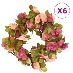 vidaXL Guirlandes de fleurs 6 pcs rouge ros&eacute; 250 cm