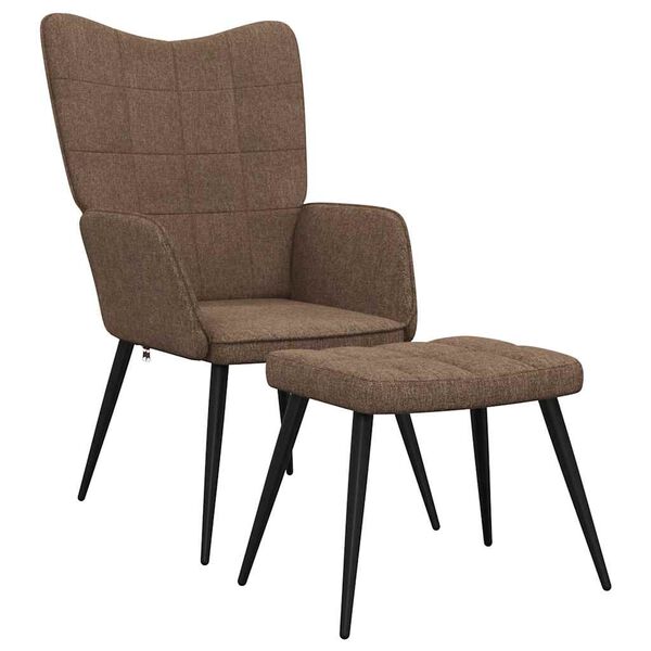vidaXL Chaise de relaxation avec tabouret Marron Tissu