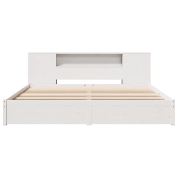 vidaXL Lit biblioth&egrave;que sans matelas blanc 200x200 cm bois pin massif