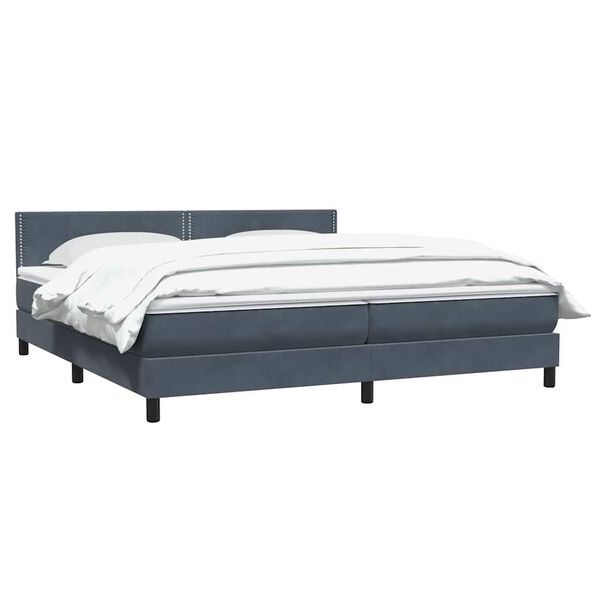 vidaXL Sommier &agrave; lattes de lit et matelas gris fonc&eacute; 200x210cm velours