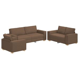 vidaXL Canap&eacute; 3 pcs Marron 220 x 80 x 84 cm Tissu en lin m&eacute;lang&eacute;