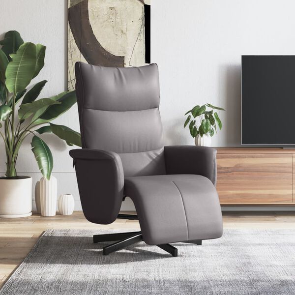 vidaXL Fauteuil inclinable avec repose-pieds gris similicuir