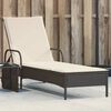 vidaXL Chaise longue avec roues et coussin noir résine tressée