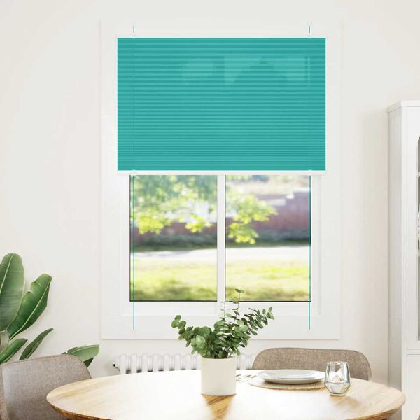 vidaXL Store pliss&eacute; vert p&eacute;trole 100x100 cm largeur du tissu 99,4cm
