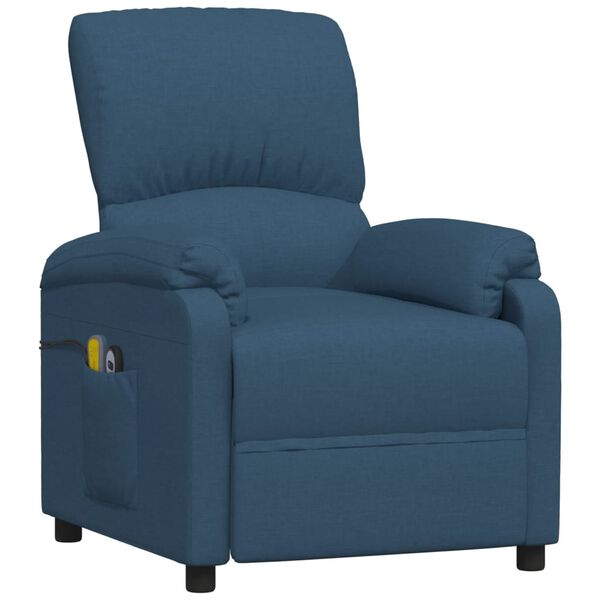vidaXL Fauteuil de massage Bleu Tissu