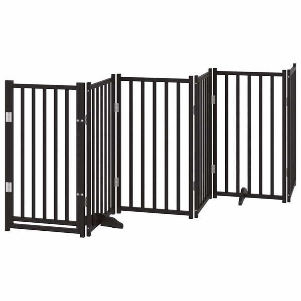 vidaXL Barri&egrave;re pour chien porte pliable 9 panneaux noir bois peuplier