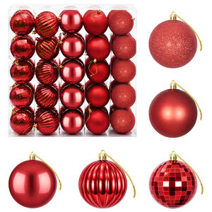 vidaXL Ensemble de boules de No&euml;l 50 pc Rouge 8 cm Polystyr&egrave;ne