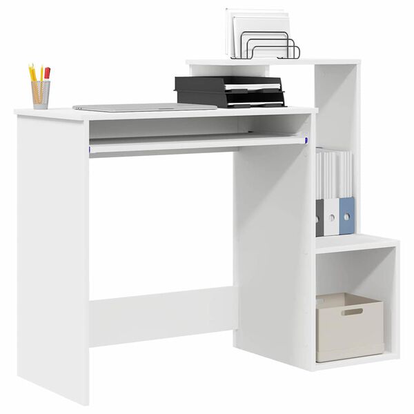 vidaXL Bureau avec étagère Blanc 106 x 40 x 88.5 cm Bois d'ingénierie