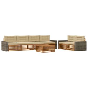 vidaXL Ensemble de canap&eacute;s d'ext&eacute;rieur 7 pc Naturel et Beige Polyester