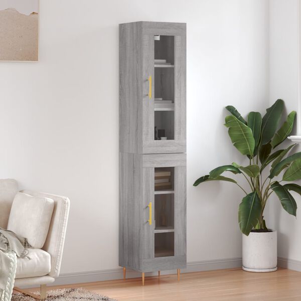 vidaXL Buffet haut Sonoma gris 34,5x34x180 cm Bois d'ing&eacute;nierie