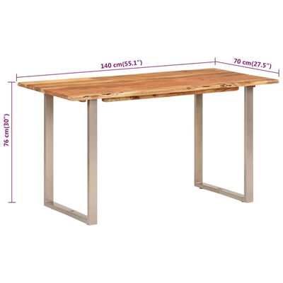 vidaXL Table à dîner 140x70x76 cm Bois d'acacia solide
