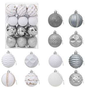 vidaXL Ensemble de boules de No&euml;l 36 pc Blanc et Gris 6 cm Polystyr&egrave;ne