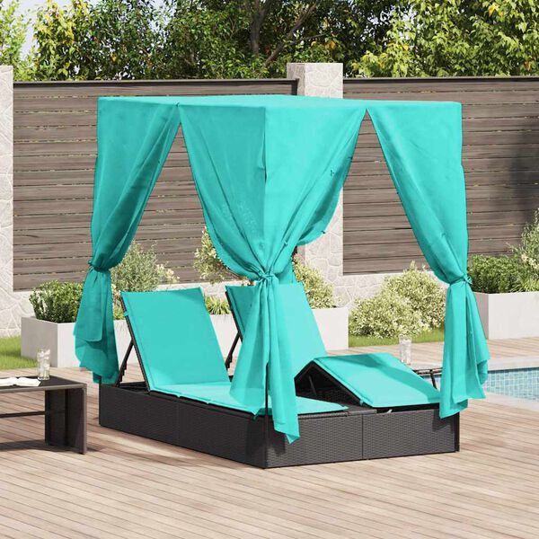vidaXL Transat double R&eacute;glable Turquoise 205 x 129 x 200 cm polyrotin