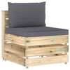 vidaXL Salon de jardin 4 pcs avec coussins Bois impr&eacute;gn&eacute; de vert