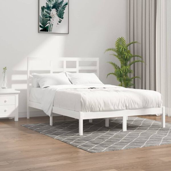 vidaXL Cadre de lit sans matelas blanc bois massif 120x190 cm