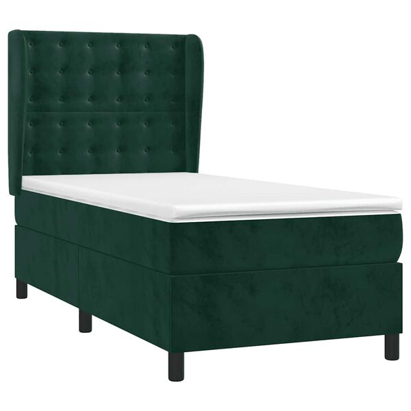 vidaXL Sommier &agrave; lattes de lit et matelas Vert fonc&eacute; 80x200 cm Velours
