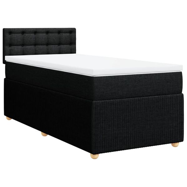vidaXL Sommier &agrave; lattes de lit avec matelas Noir 90x190 cm Tissu
