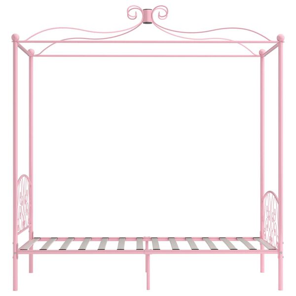 vidaXL Cadre de lit à baldaquin sans matelas rose métal 90x200 cm