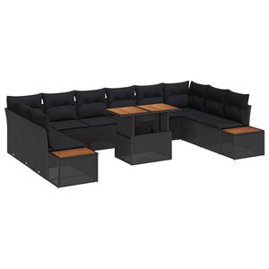 vidaXL Ensemble de salle &agrave; manger pour jardin 11 pcs Noir et Marron